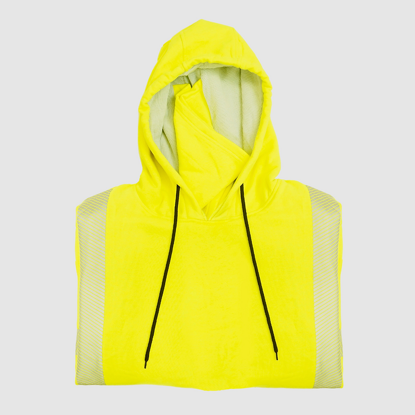 Packed view of FR double layer hoodie with white background