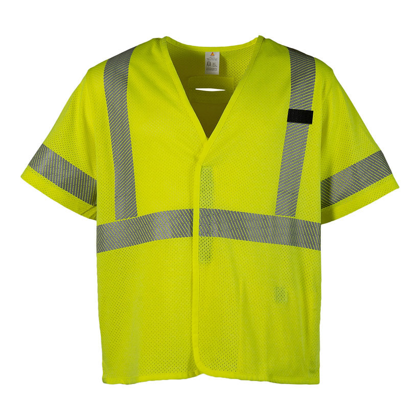 Yellow velcro closure safety vest with reflective strip