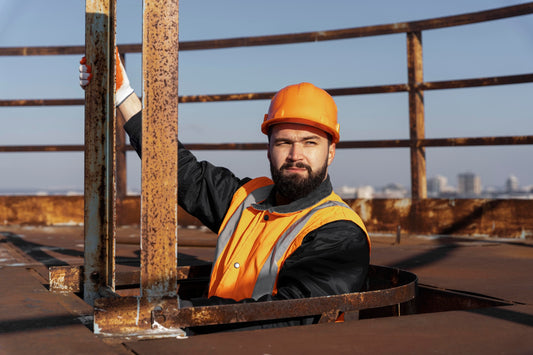 man wearing hi-vis helmet and vest. Image by freepik.