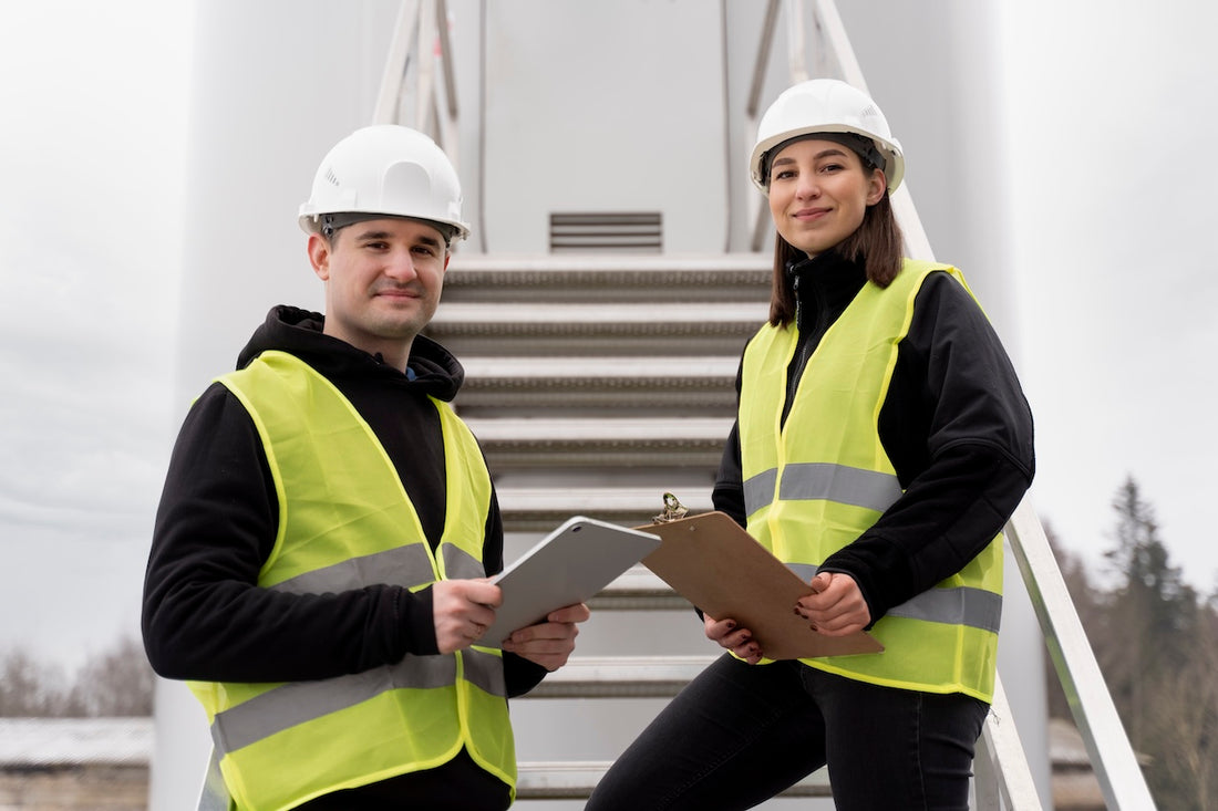 man and woman in hi-vis vest. Image by freepik.