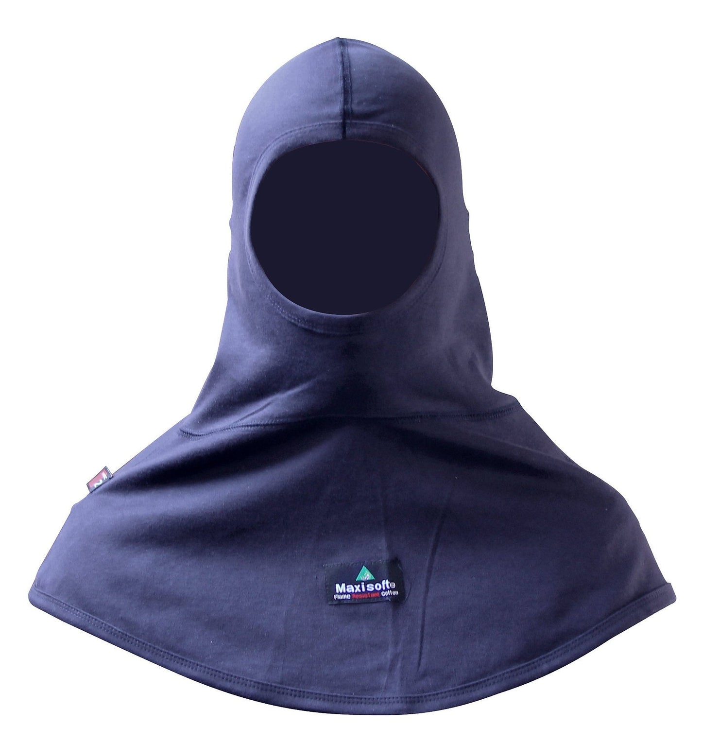 A navy blue, single-layer cotton balaclava. It provides partial head and face coverage for warmth and protection. Ideal for milder weather conditions and those seeking a more lightweight option.