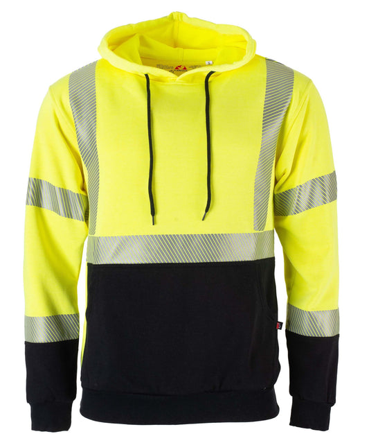 A hi-vis fleece hoodie. The hoodie is flame-resistant and provides warmth and protection against arc flashes and other workplace hazards. It's perfect for construction, welding, and outdoor workers.