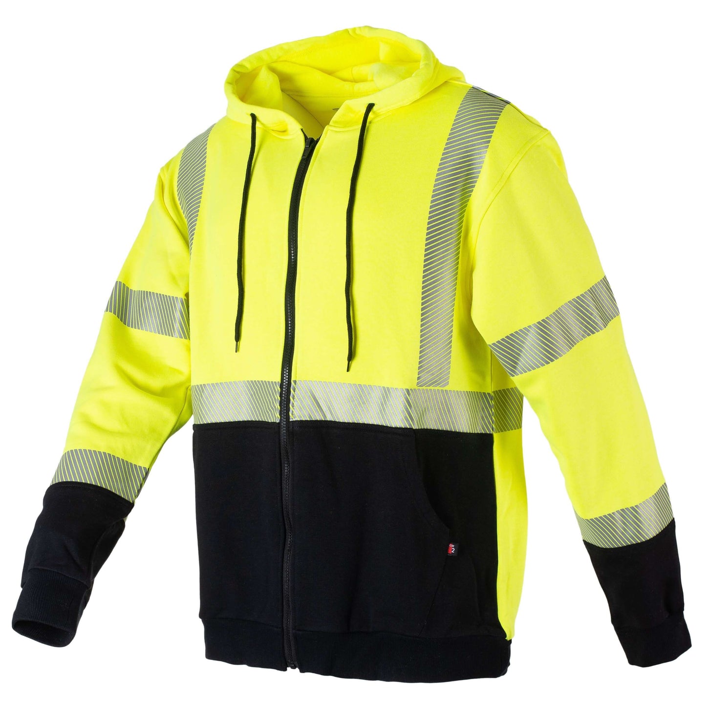 A hi-vis fleece hoodie. The hoodie is flame-resistant and provides warmth and protection against arc flashes and other workplace hazards. It's perfect for construction, welding, and outdoor workers.