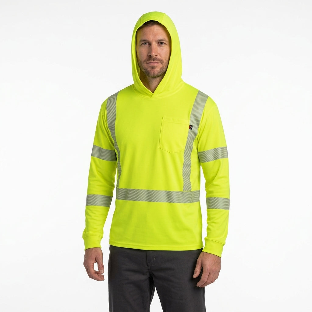 FR Hooded Long Sleeve T-Shirt CAT 2 Class 3 - 9.0 Cal Hi-Vis
