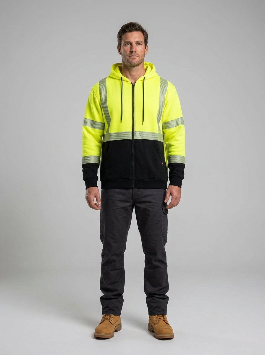 FR Front Zip Hoodie CAT 3 Class 3 - 2-Tone Hi-Vis - Flamesafe Workwear