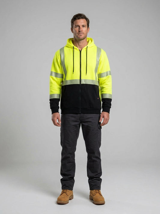 FR Front Zip Hoodie CAT 3 Class 3 - 2-Tone Hi-Vis - Flamesafe Workwear