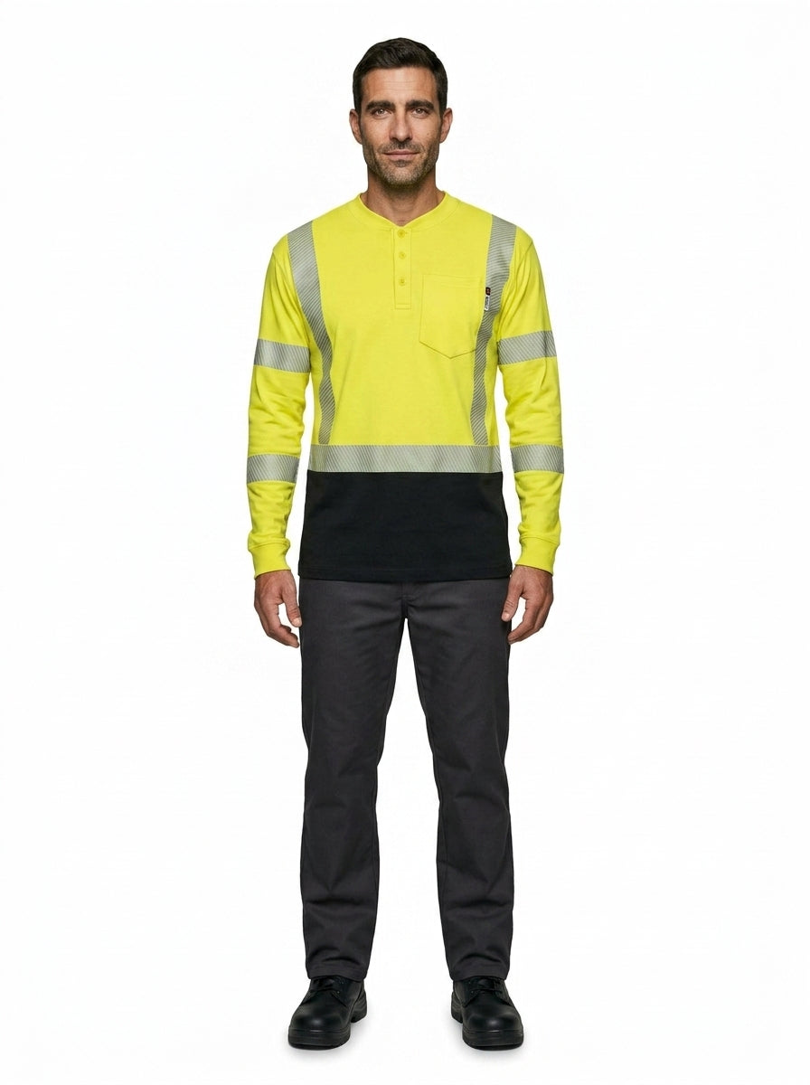 FR Henley Shirt — On Model - Neutral | Generated by Modelize