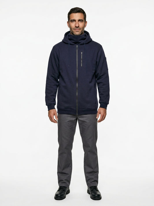 FR Front Zip Hoodie — On Model - Neutral | Generated by Modelize