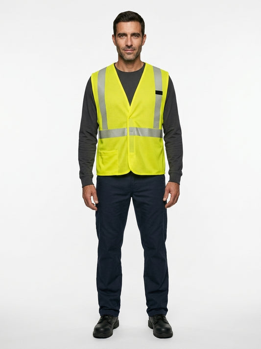 Class 2 FR Safety Vest — On Model - Neutral | Generated by Modelize