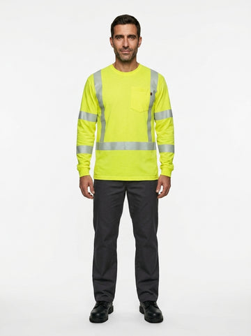 Long sleeve flame-resistant safety t-shirt — On Model - Neutral | Generated by Modelize