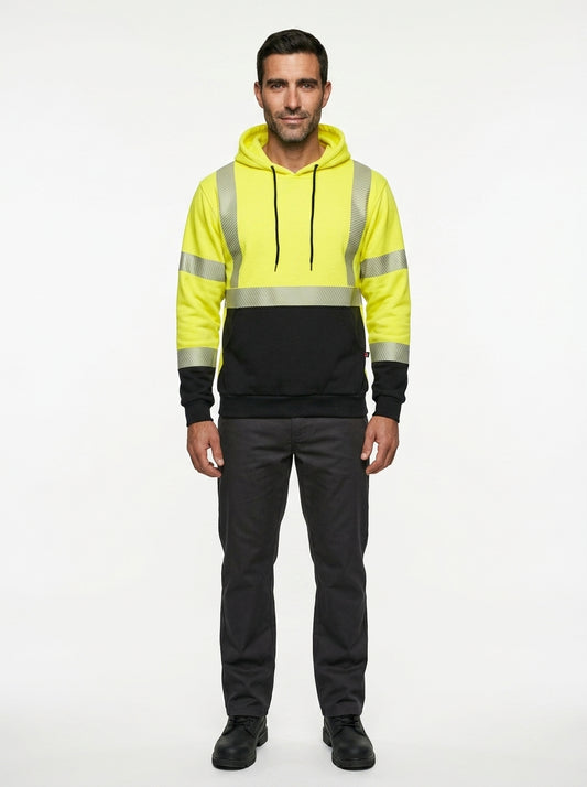 FR Hi-Vis Pullover Hoodie — On Model - Neutral | Generated by Modelize