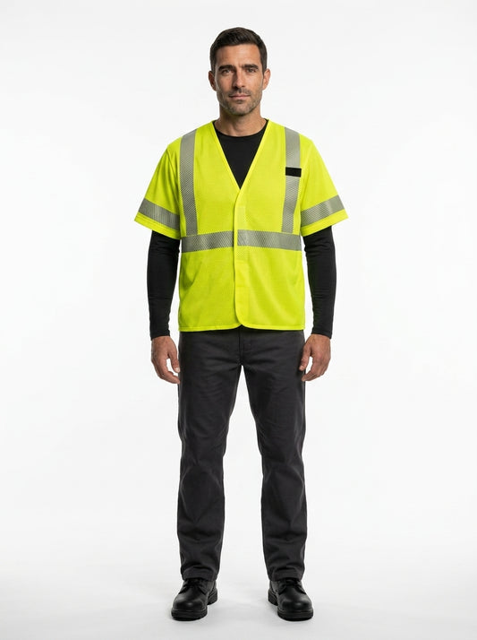 Class 3 FR Safety Vest — On Model - Neutral | Generated by Modelize