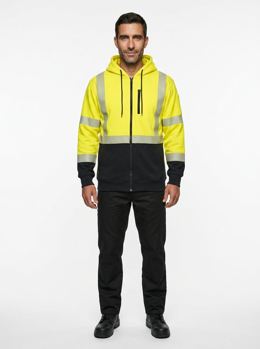 FR High-Visibility Hoodie — On Model - Neutral | Generated by Modelize