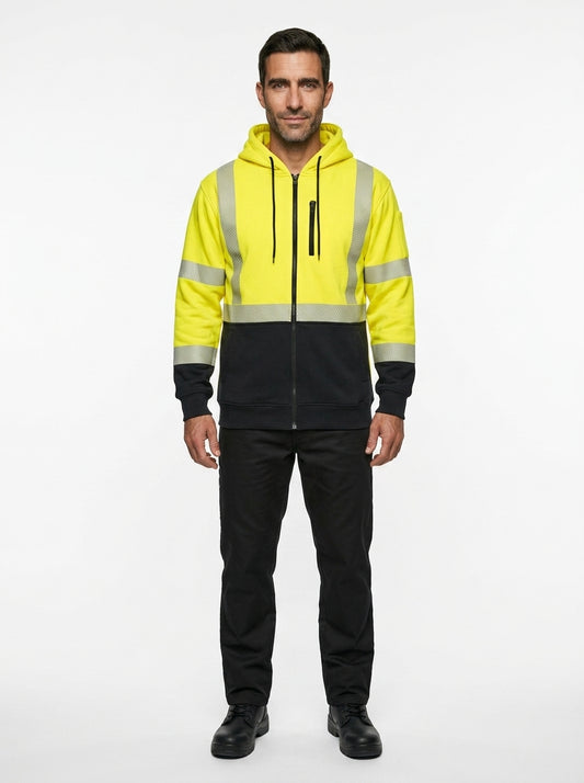 FR High-Visibility Hoodie — On Model - Neutral | Generated by Modelize