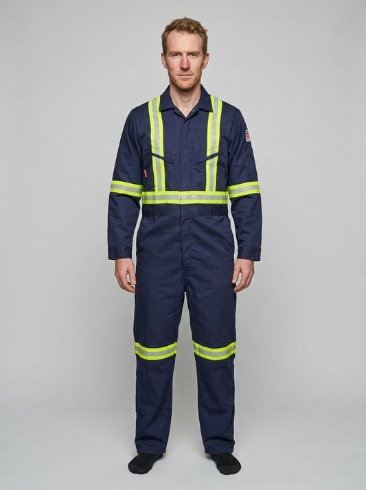 Stanco 7.5 oz Full-Featured FR Deluxe Style Coverall - Navy Blue (FRC686NB)